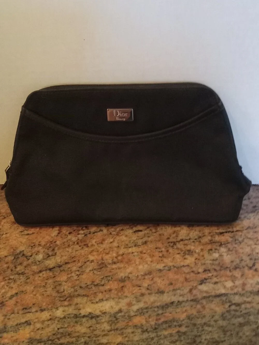 Dior Beauty Black Cosmetic Pouch Make-up Zippered Fabric Travel Bag